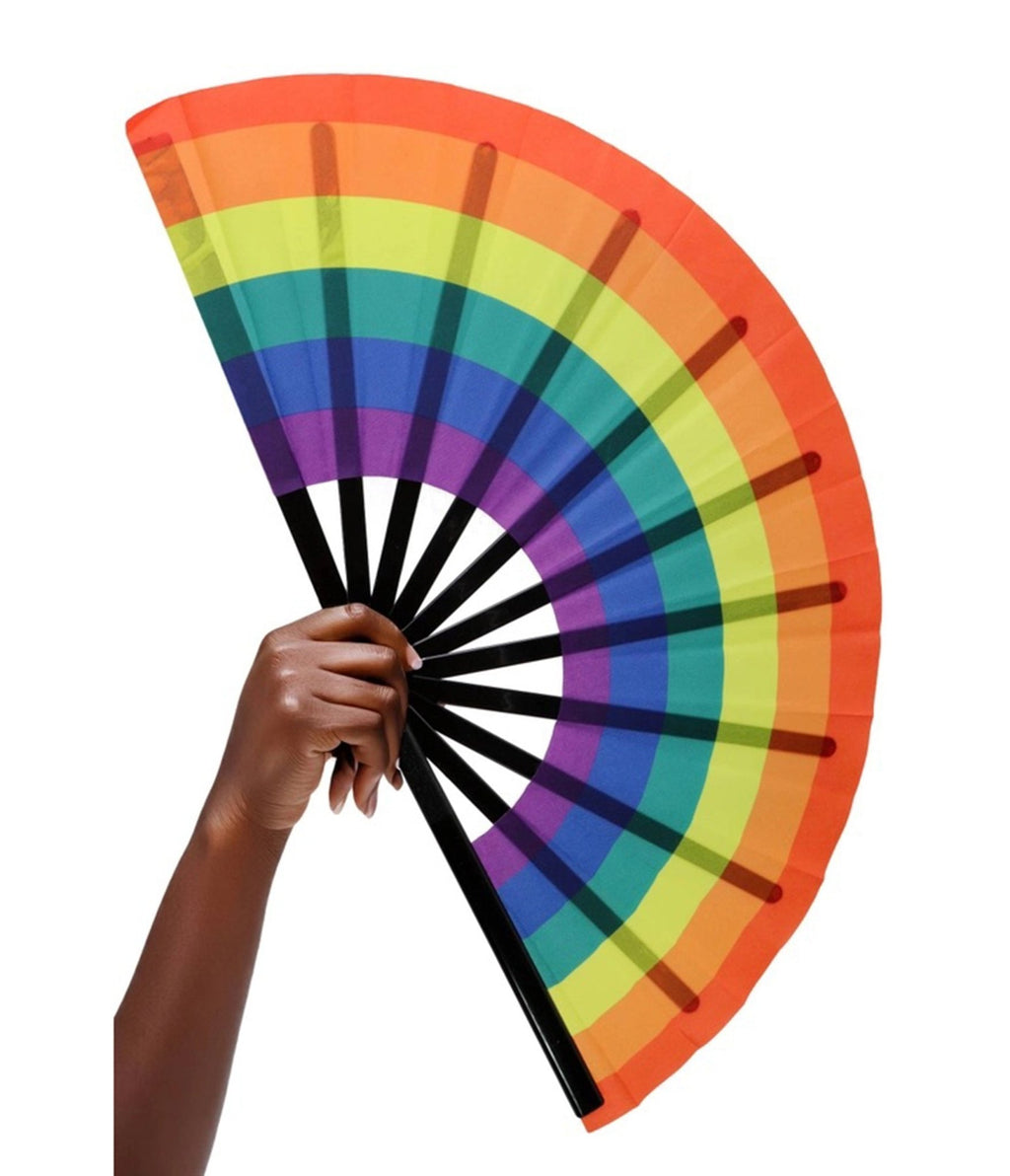 Rainbow Stripe Hand Fan - Unique Vintage - Womens, ACCESSORIES, GIFTS/HOME