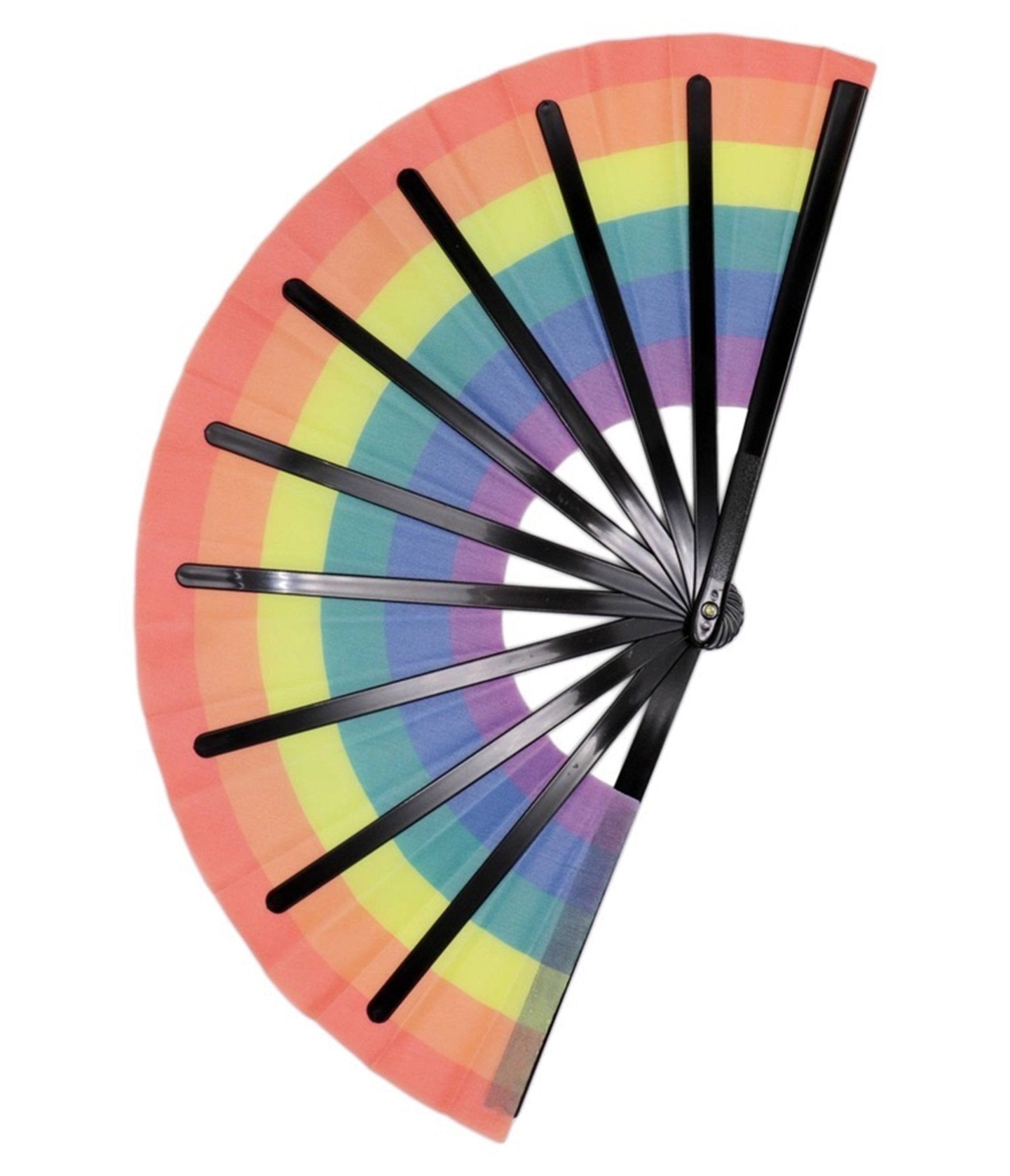 Rainbow Stripe Hand Fan - Unique Vintage - Womens, ACCESSORIES, GIFTS/HOME