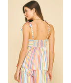 Rainbow Stripe Tie Strap Top - Unique Vintage - Womens, TOPS, SHIRTS