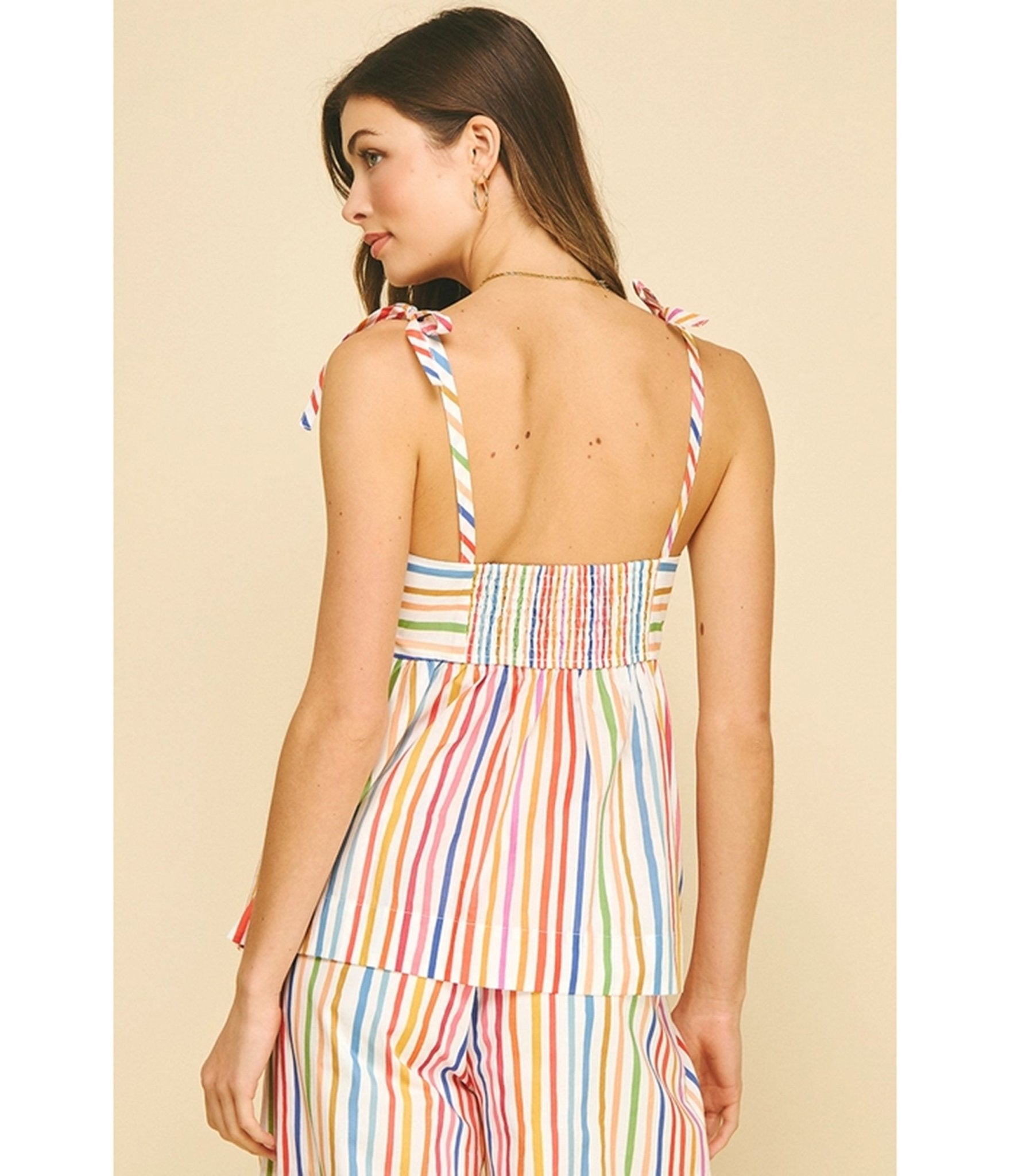 Rainbow Stripe Tie Strap Top - Unique Vintage - Womens, TOPS, SHIRTS
