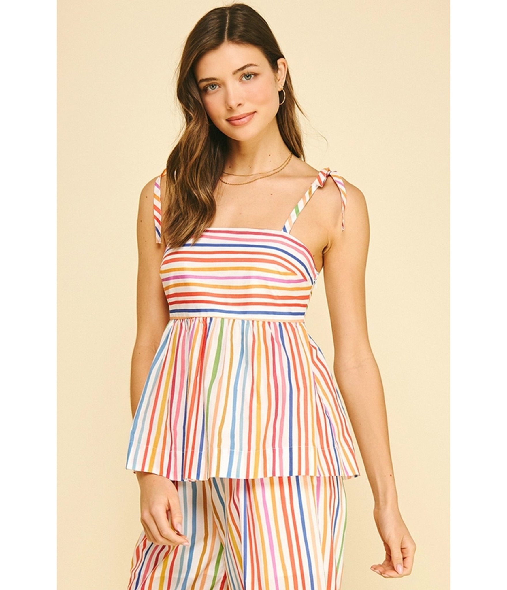 Rainbow Stripe Tie Strap Top - Unique Vintage - Womens, TOPS, SHIRTS