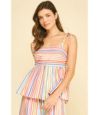 Rainbow Stripe Tie Strap Top - Unique Vintage - Womens, TOPS, SHIRTS
