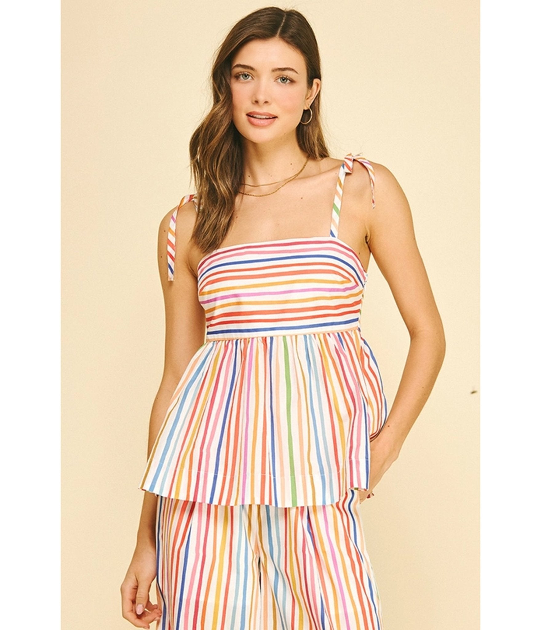 Rainbow Stripe Tie Strap Top - Unique Vintage - Womens, TOPS, SHIRTS