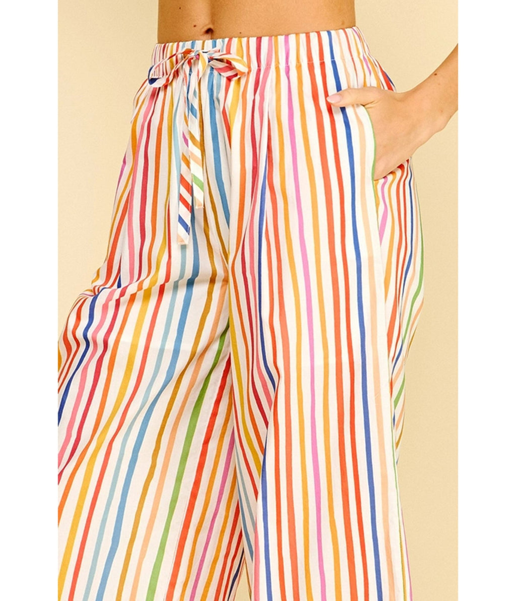 Rainbow Stripe Wide Leg Pants - Unique Vintage - Womens, BOTTOMS, PANTS