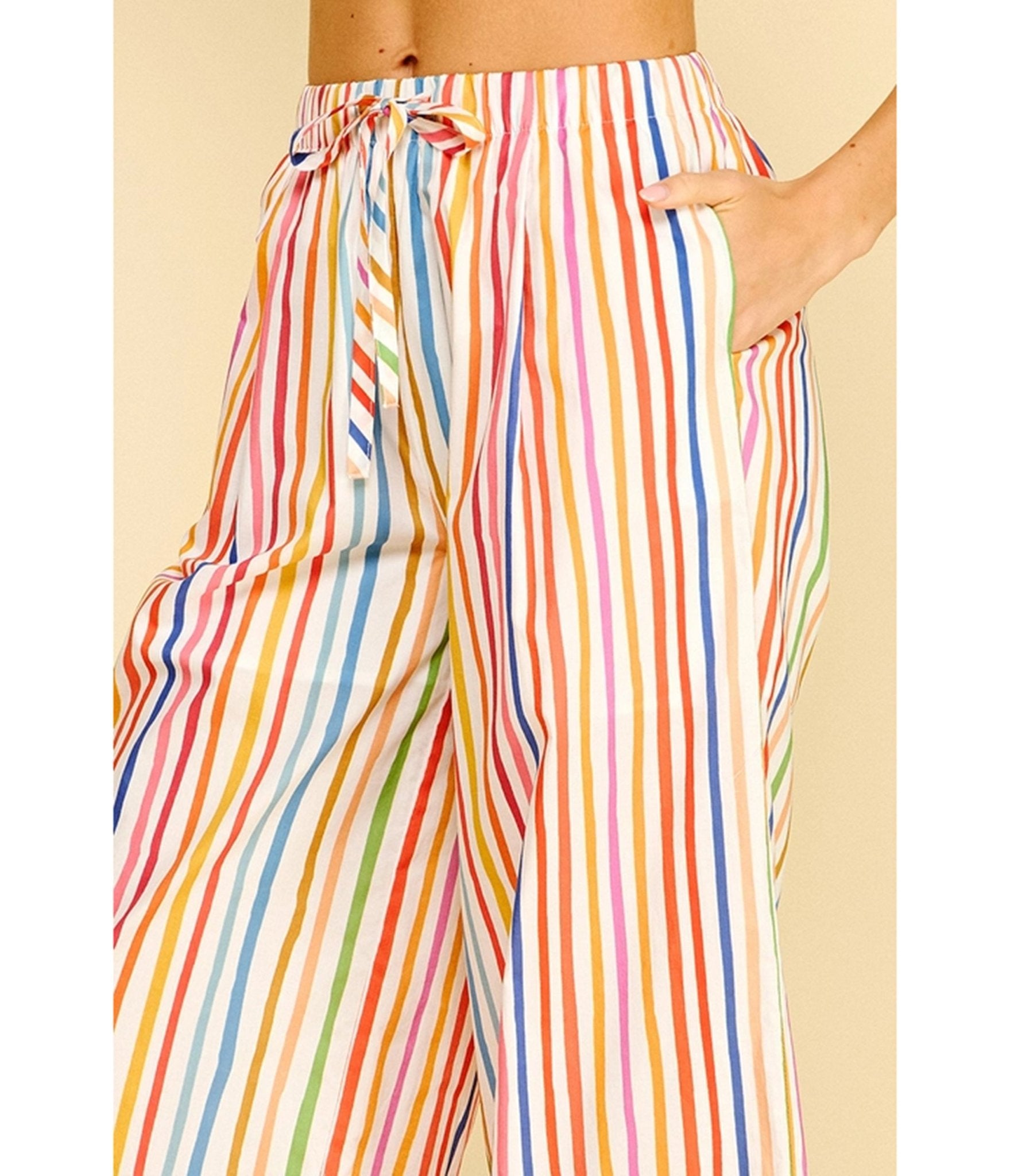 Rainbow Stripe Wide Leg Pants - Unique Vintage - Womens, BOTTOMS, PANTS