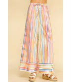Rainbow Stripe Wide Leg Pants - Unique Vintage - Womens, BOTTOMS, PANTS