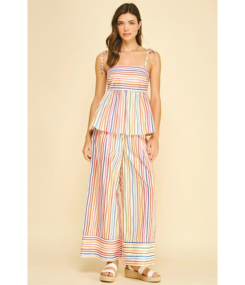 Rainbow Stripe Wide Leg Pants - Unique Vintage - Womens, BOTTOMS, PANTS