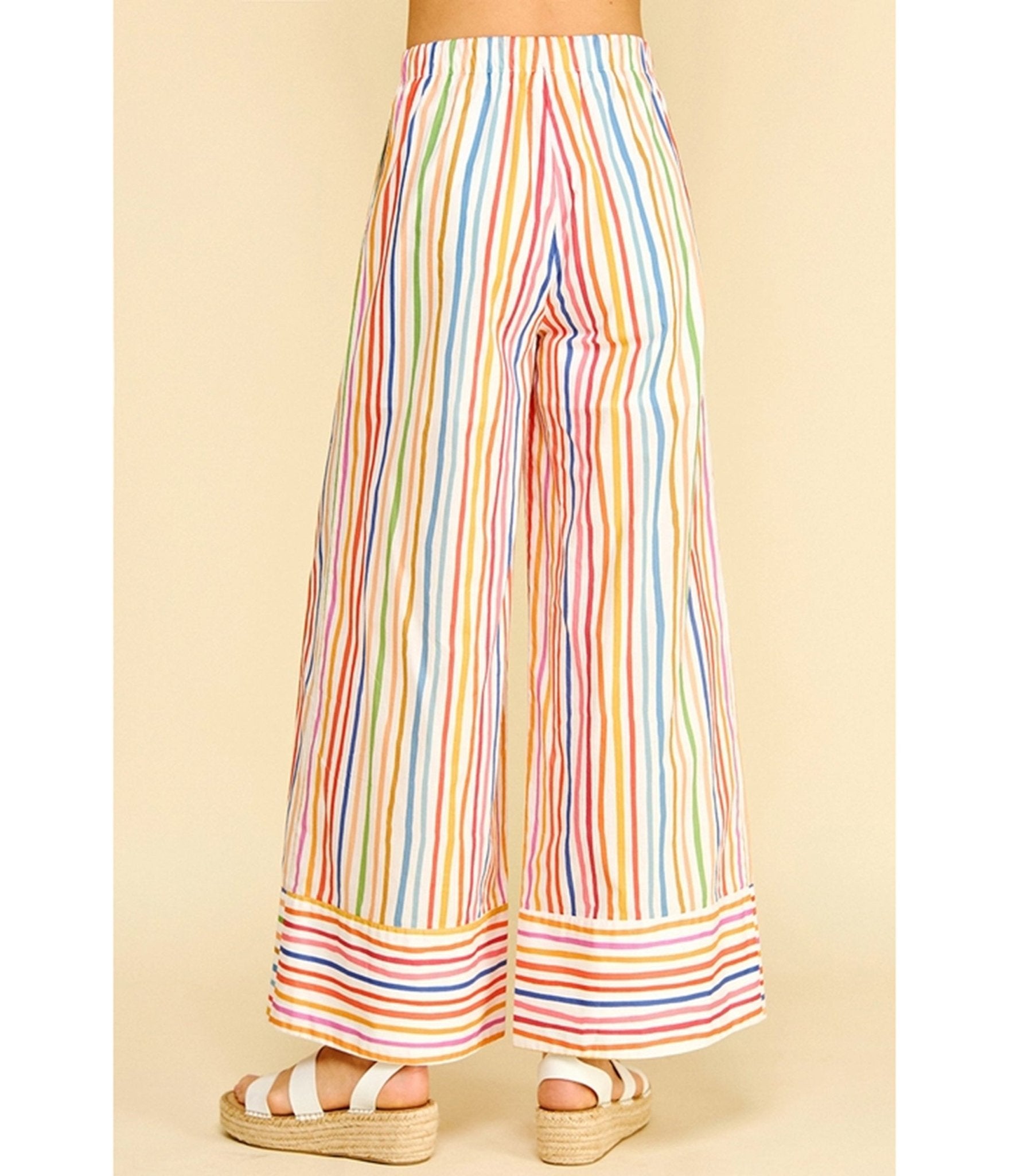 Rainbow Stripe Wide Leg Pants - Unique Vintage - Womens, BOTTOMS, PANTS