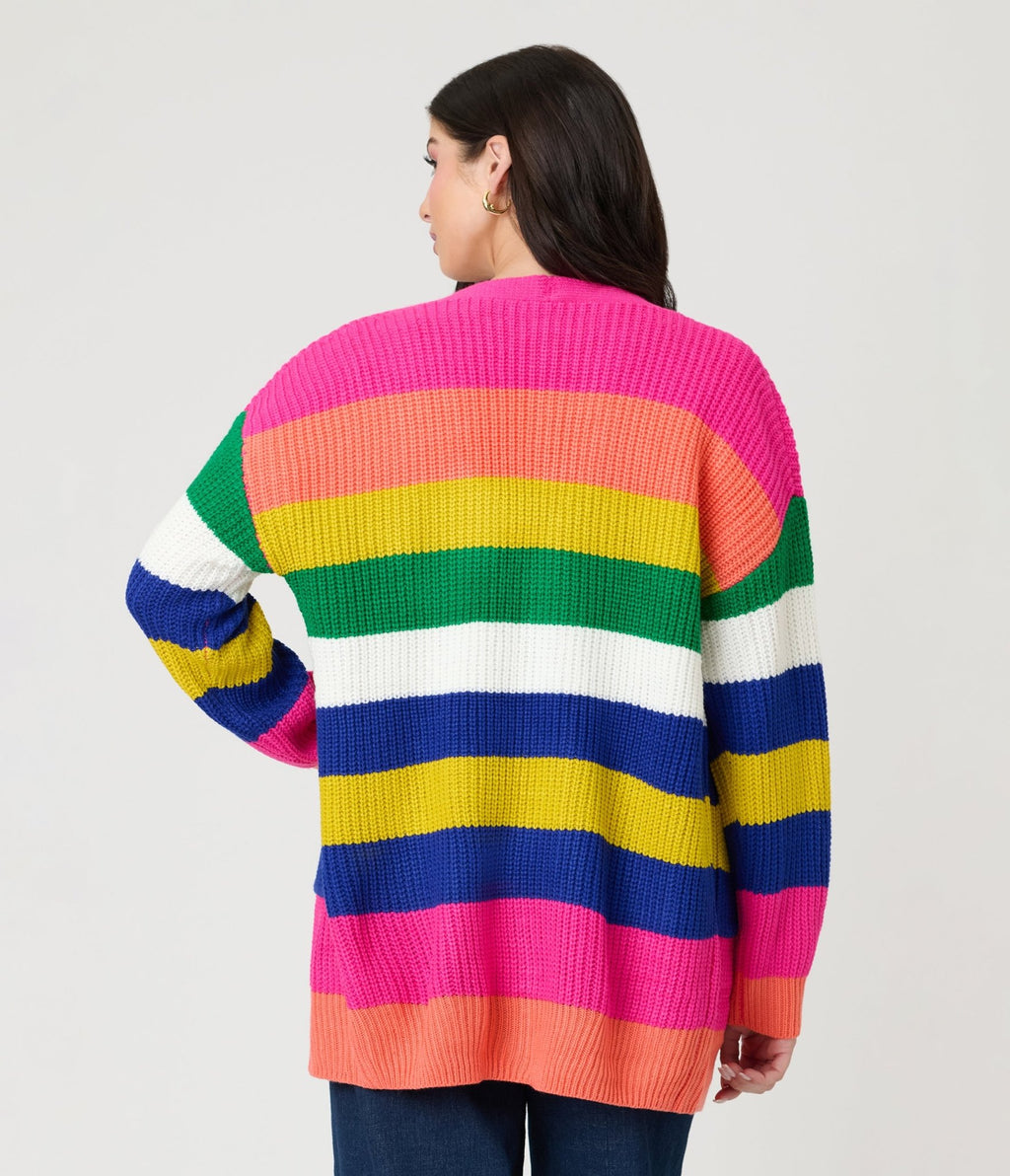 Rainbow Striped Knit Cardigan - Unique Vintage - Womens, TOPS, SWEATERS