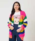Rainbow Striped Knit Cardigan - Unique Vintage - Womens, TOPS, SWEATERS
