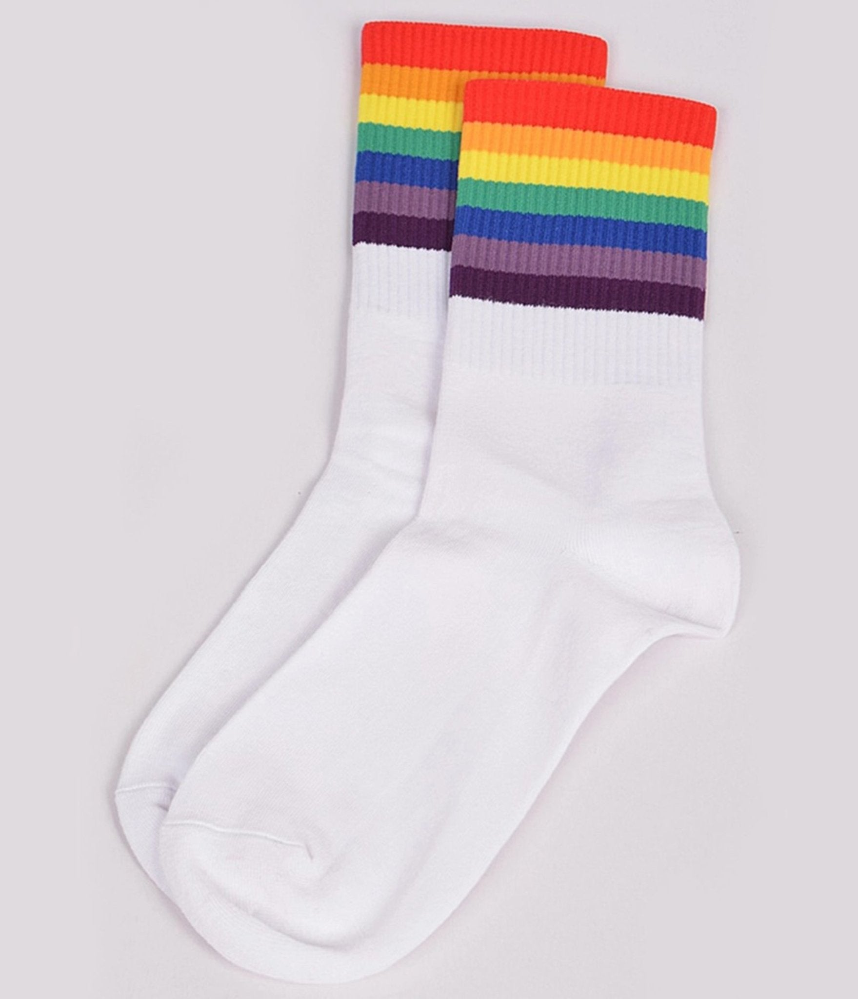 Rainbow Trim & White Crew Socks - Unique Vintage - Womens, ACCESSORIES, JEWELRY