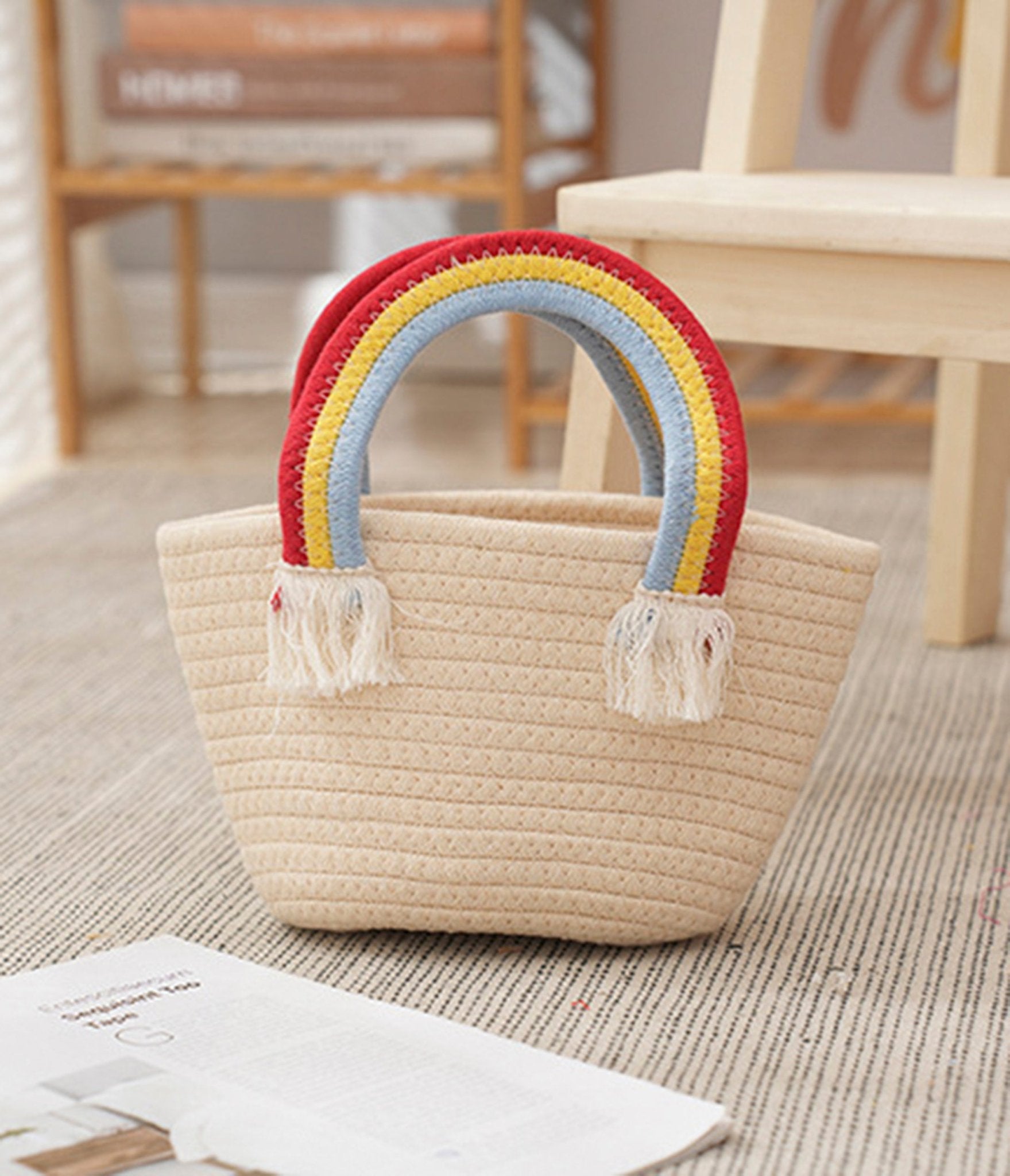 Rainbow Woven Handbag - Unique Vintage - Womens, ACCESSORIES, HANDBAGS