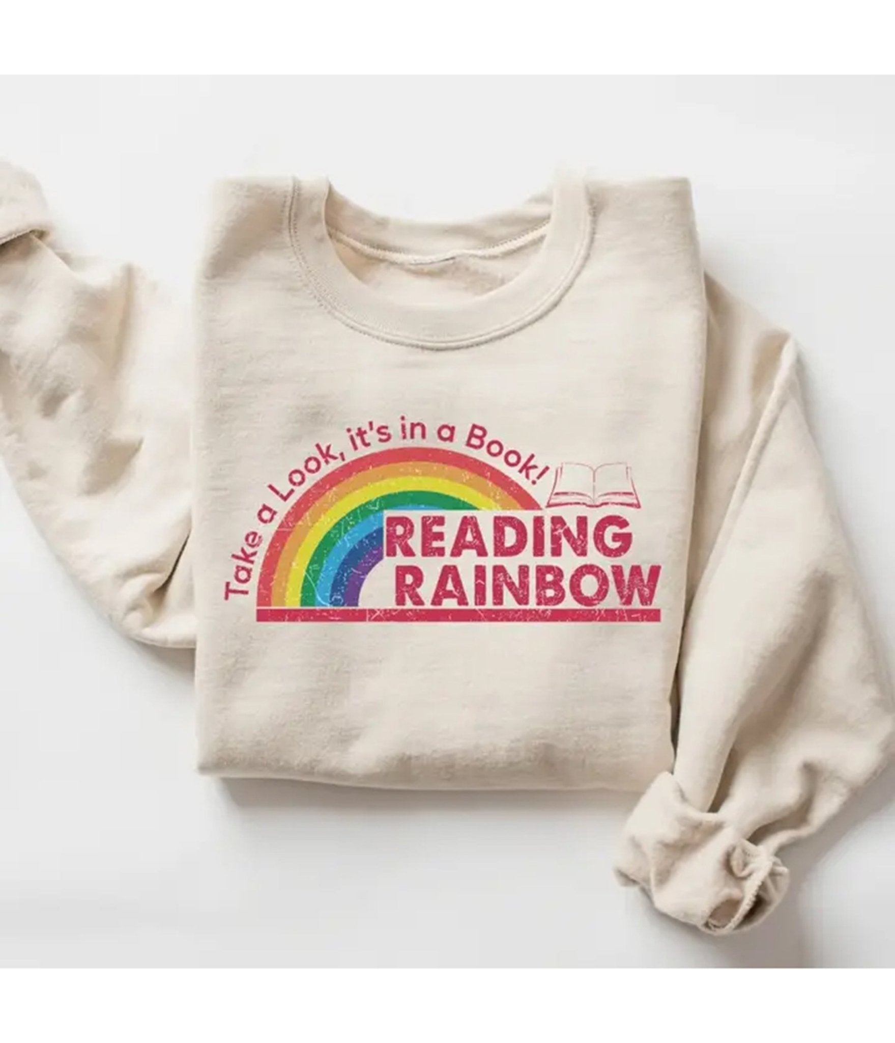 Reading Rainbow Unisex Sweatshirt - Unique Vintage - Womens, TOPS, SWEATERS