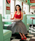 Red & Black Gingham Halter Swing Dress - Unique Vintage - Womens, DRESSES, SWING