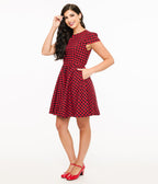 Red & Black Plaid Mini Dress - Unique Vintage - Womens, DRESSES, FIT AND FLARE