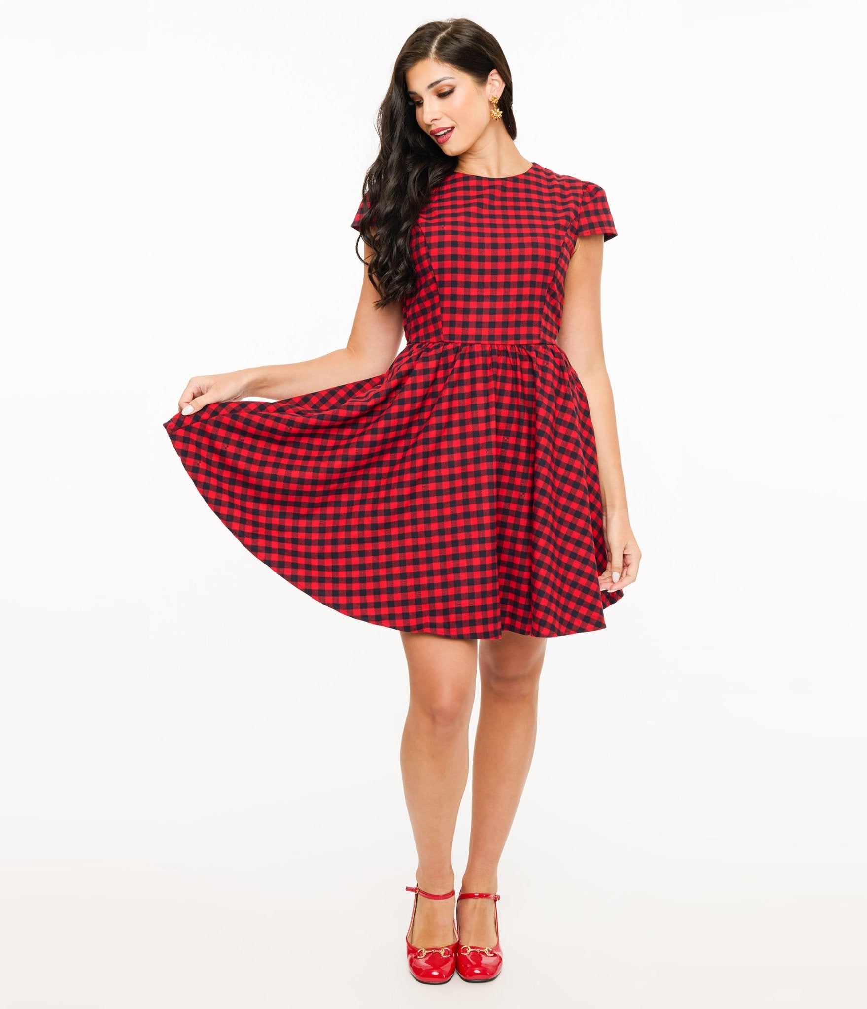 Red & Black Plaid Mini Dress - Unique Vintage - Womens, DRESSES, FIT AND FLARE