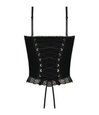 Red & Black Web Lace Corset Top - Unique Vintage - Womens, TOPS, WOVEN TOPS