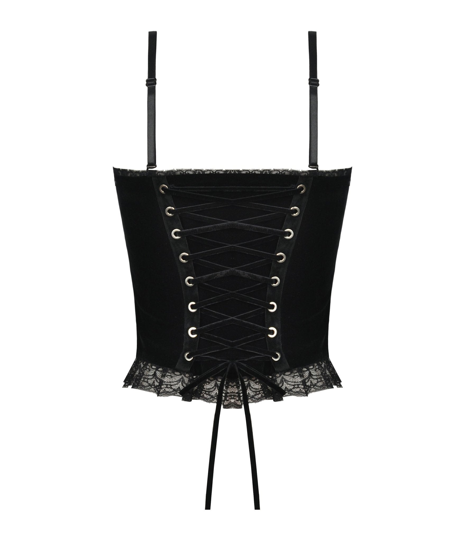 Red & Black Web Lace Corset Top - Unique Vintage - Womens, TOPS, WOVEN TOPS