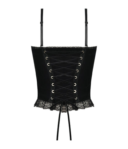 Red & Black Web Lace Corset Top - Unique Vintage - Womens, TOPS, WOVEN TOPS