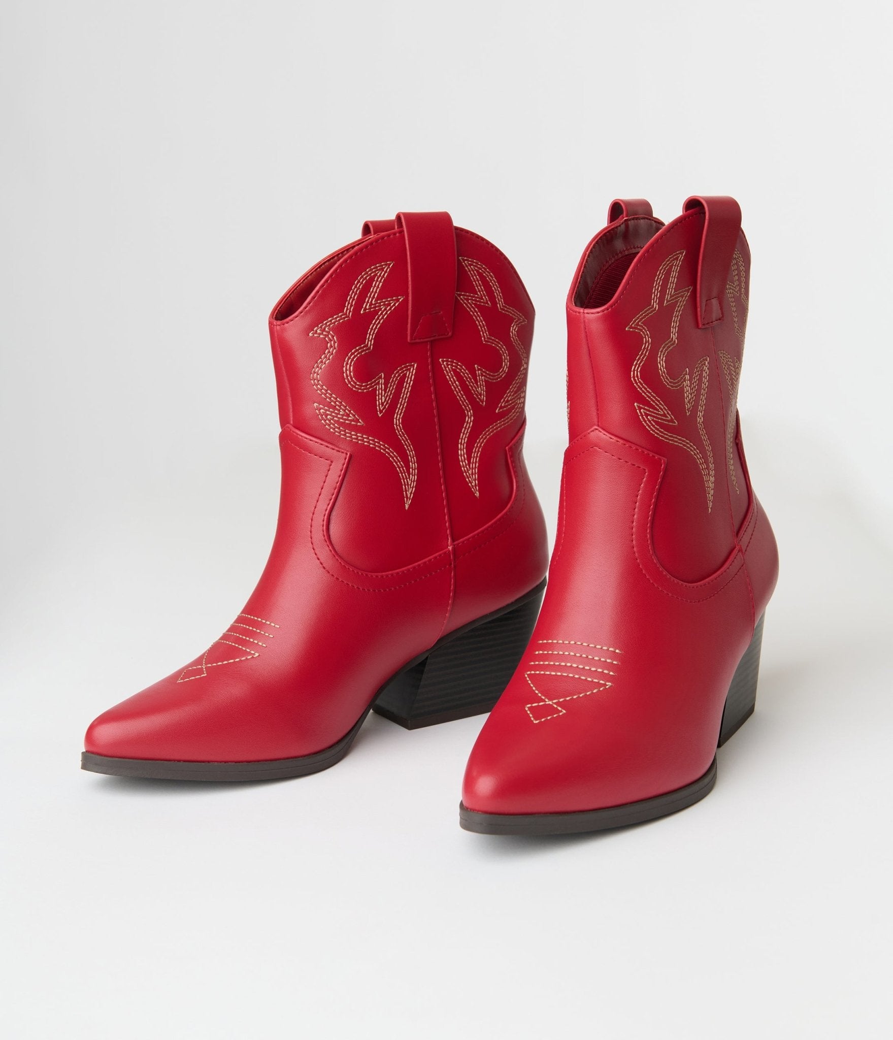 Red Blazing Leather Cowboy Boot - Unique Vintage - Womens, SHOES, BOOTS