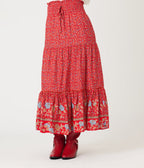 Red Bohemian Lace Maxi Skirt - Unique Vintage - Womens, BOTTOMS, SKIRTS