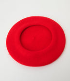 Red Classic Vintage Parisian Beret - Unique Vintage - Womens, ACCESSORIES, HATS