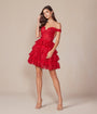Red Embroidered Sequin Off The Shoulder A-Line Prom Dress