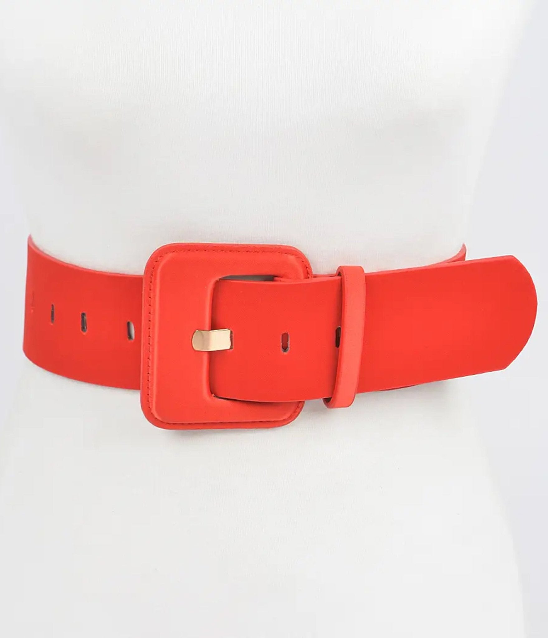Red Faux Suede Wide Belt - Unique Vintage - Womens, ACCESSORIES, BELTS
