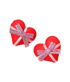 Red Gift Wrapped Heart Stud Earrings - Unique Vintage - Womens, ACCESSORIES, JEWELRY