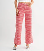 Red Gingham High Rise Pants - Unique Vintage - Womens, BOTTOMS, PANTS