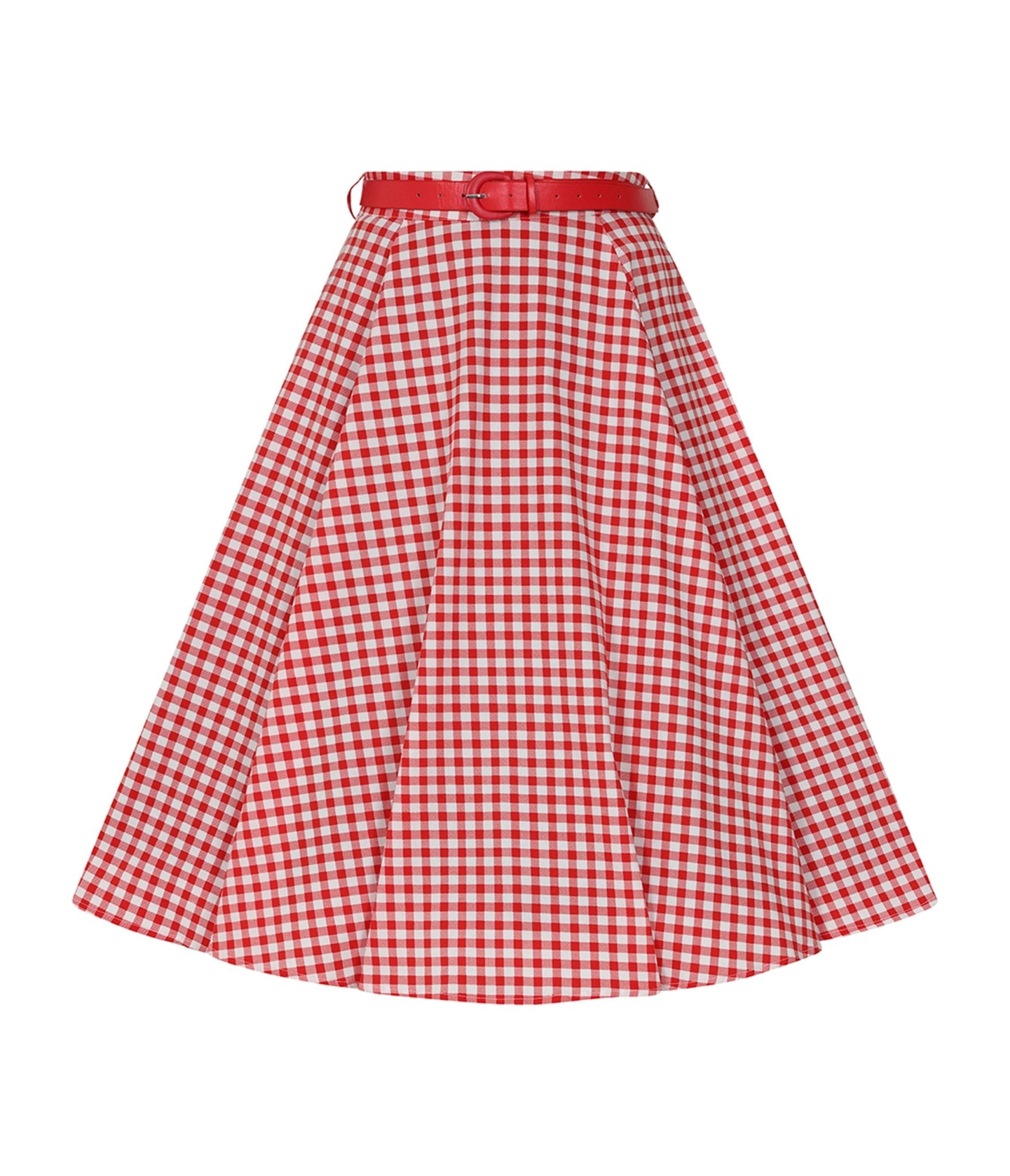 Red Gingham Rosie Swing Skirt - Unique Vintage - Womens, BOTTOMS, SKIRTS