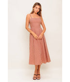 Red Gingham Sleeveless Midi Dress - Unique Vintage - Womens, DRESSES, MIDI
