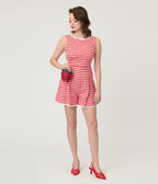 Red Gingham Sleeveless Romper - Unique Vintage - Womens, BOTTOMS, ROMPERS AND JUMPSUITS