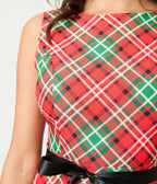 Red & Green Plaid Flare Dress - Unique Vintage - Womens, DRESSES, FIT AND FLARE