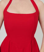 Red Halter A - Line Midi Dress - Unique Vintage - Womens, DRESSES, MIDI