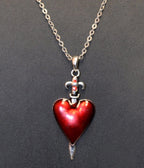 Red Heart & Dagger Pendant Necklace - Unique Vintage - Womens, ACCESSORIES, JEWELRY