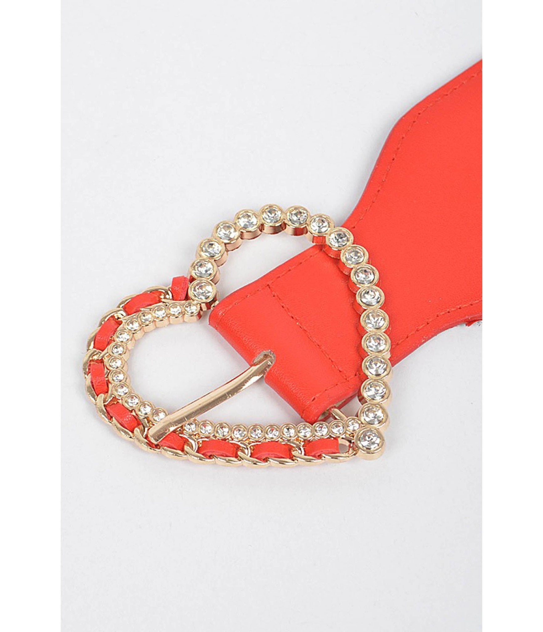 Red Heart Elastic Belt - Unique Vintage - Womens, ACCESSORIES, BELTS