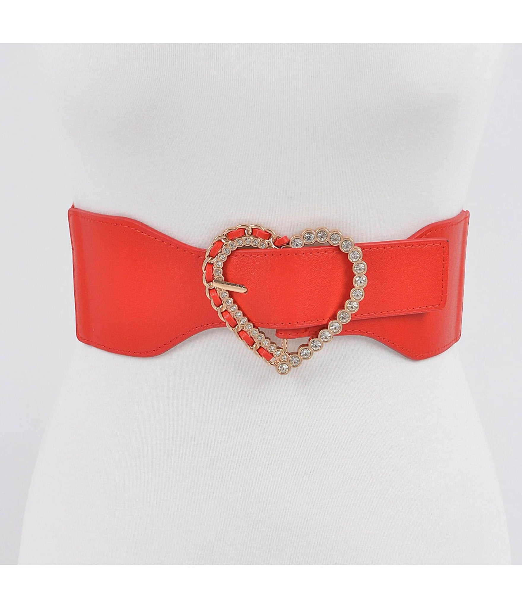 Red Heart Elastic Belt - Unique Vintage - Womens, ACCESSORIES, BELTS