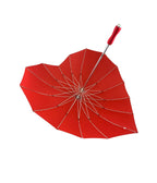 Red Heart Shaped Umbrella - Unique Vintage - Womens, ACCESSORIES, UMBRELLAS