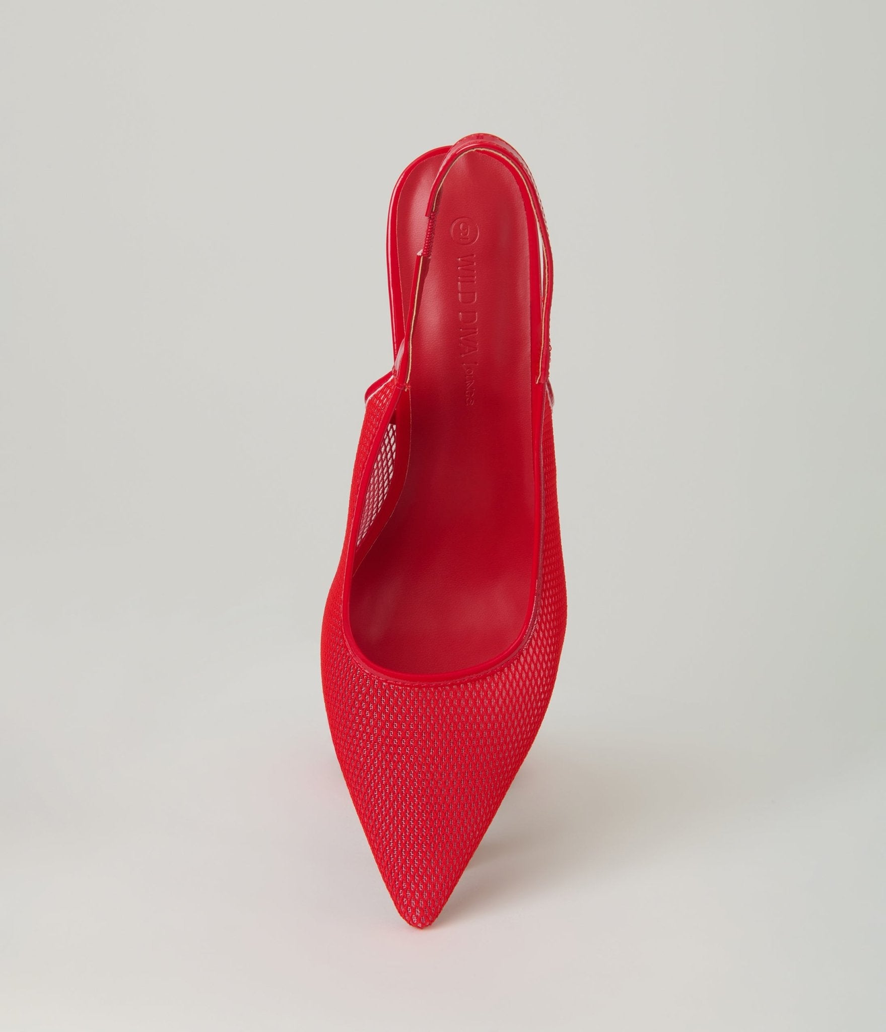 Red Mesh Pointed Toe Slingback Pumps - Unique Vintage - Womens, SHOES, HEELS