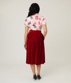 Red Millie Velvet Swing Skirt - Unique Vintage - Womens, BOTTOMS, SKIRTS