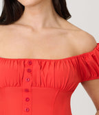 Red Off The Shoulder Mini Dress - Unique Vintage - Womens, DRESSES, MIDI