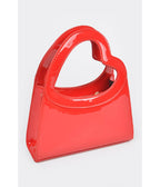 Red Patent Leatherette Heart Handle Bag - Unique Vintage - Womens, ACCESSORIES, HANDBAGS