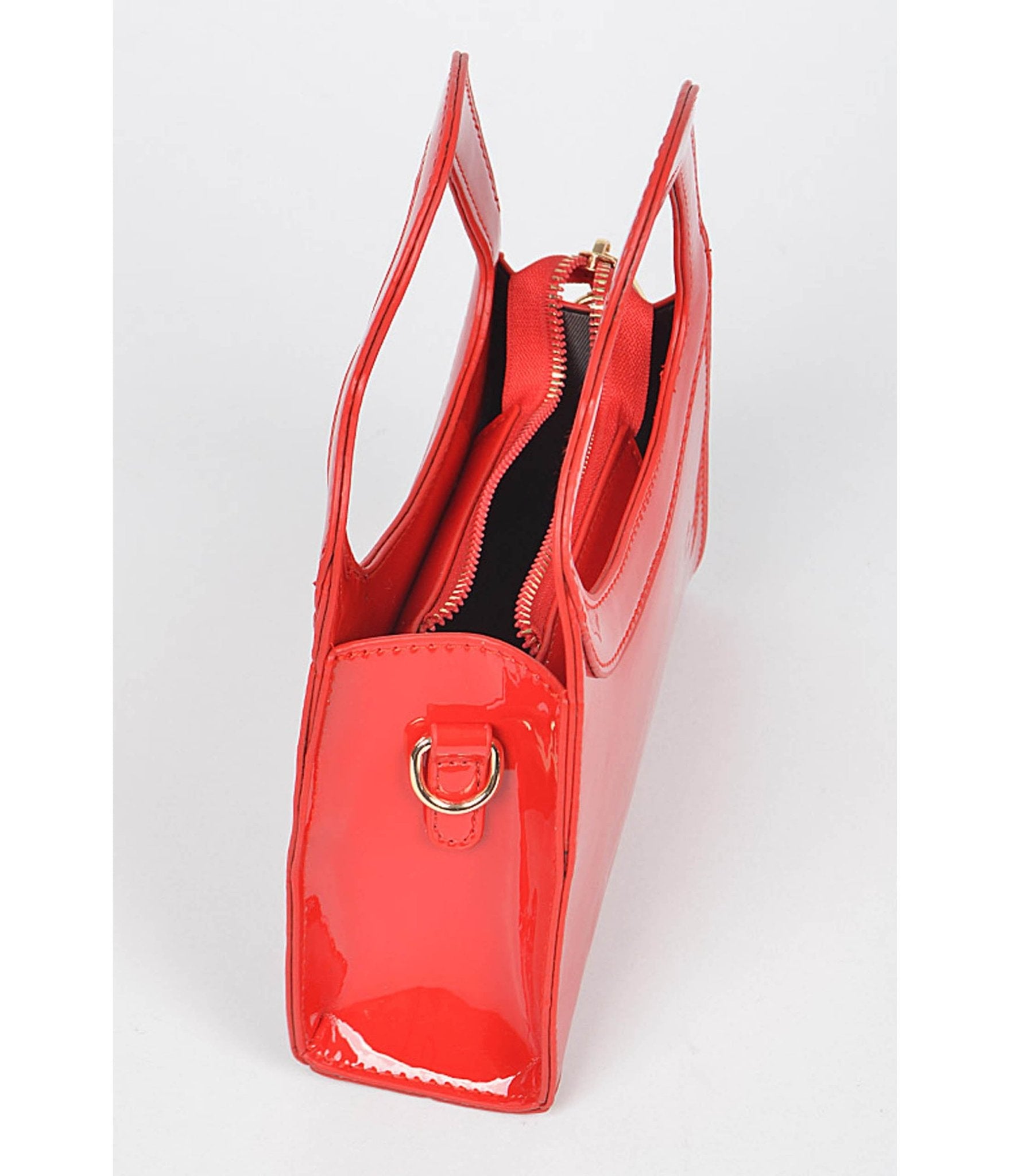 Red Patent Leatherette Heart Handle Bag - Unique Vintage - Womens, ACCESSORIES, HANDBAGS