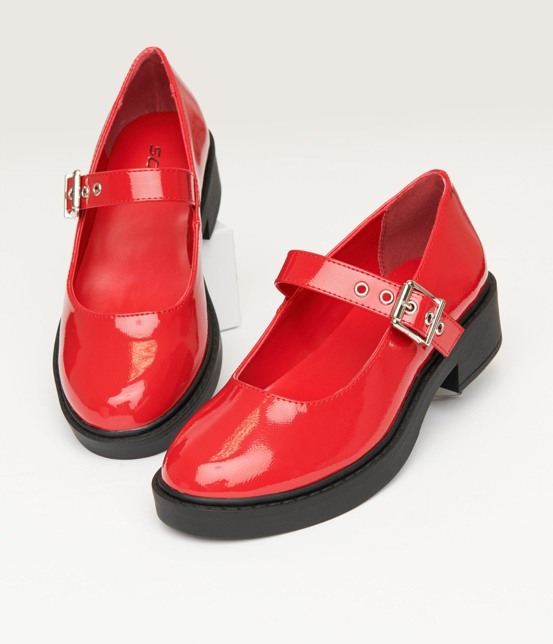 Red Patent Leatherette Mary Jane Platforms - Unique Vintage - Womens, SHOES, FLATS