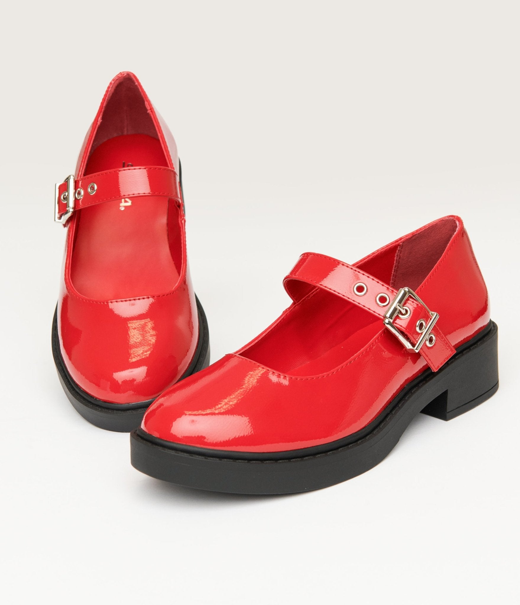 Red Patent Leatherette Mary Jane Platforms - Unique Vintage - Womens, SHOES, FLATS