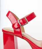 Red Patent Leatherette Platform Heels - Unique Vintage - Womens, SHOES, HEELS