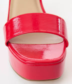 Red Patent Leatherette Platform Heels - Unique Vintage - Womens, SHOES, HEELS