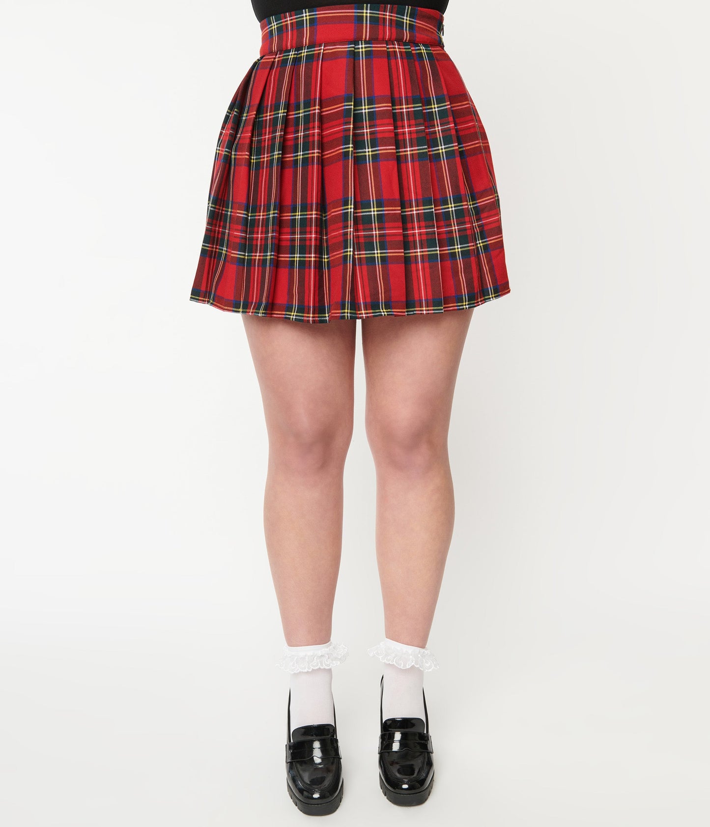 Red Plaid Pleated Mini Skirt - Unique Vintage - Womens, BOTTOMS, SKIRTS