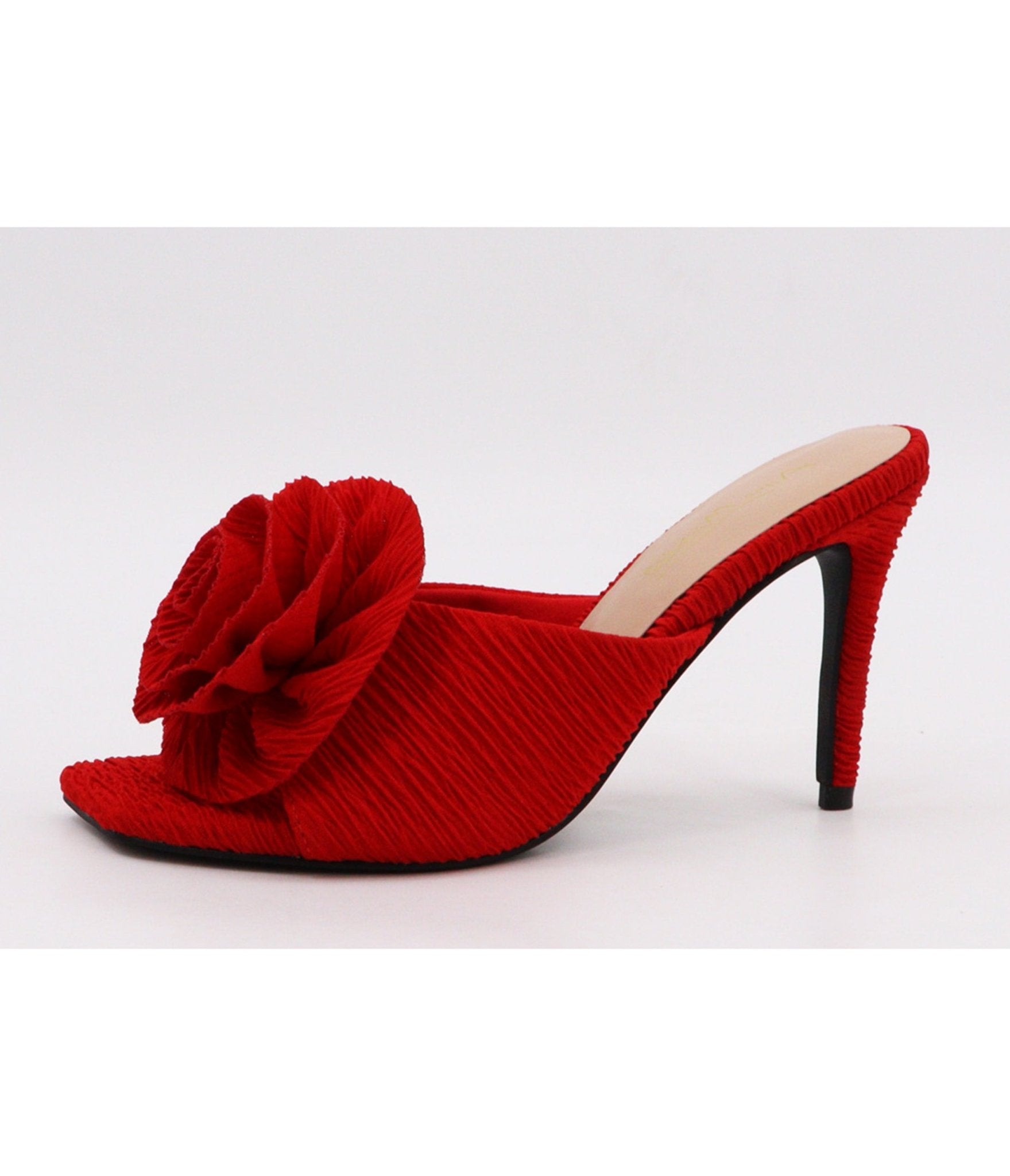 Red Rose Peep Toe Stiletto Heels - Unique Vintage - Womens, SHOES, HEELS